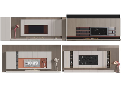 现代电视背景墙3d模型 现代电视背景墙