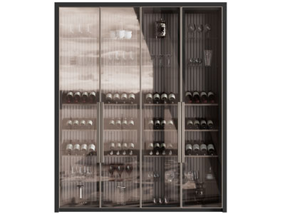 现代玻璃柜门的酒柜