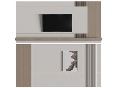 现代电视背景墙3d模型 现代电视背景墙