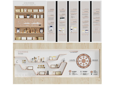 现代企业荣誉背景墙3d模型 现代企业荣誉背景墙