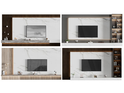 现代电视背景墙3d模型 现代电视背景墙