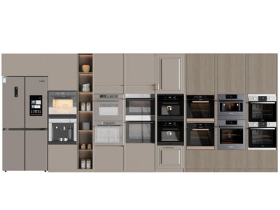 现代冰箱、微波炉、烤箱厨房电器橱柜3d模型 现代冰箱、微波炉、烤箱厨房电器橱柜