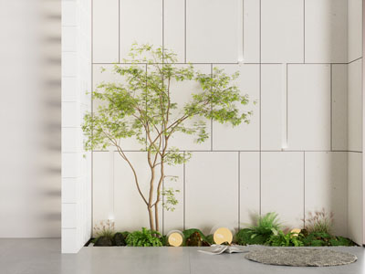 新中式室内树木、地灯景观园艺小品