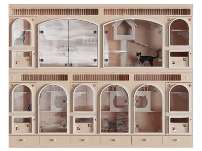 现代实木宠物房子、猫爬架