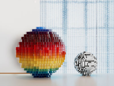 现代彩虹色渐变球工艺品雕塑摆件3d模型 现代彩虹色渐变球工艺品雕塑摆件