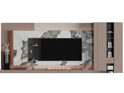 现代带装饰柜的电视背景墙3d模型 现代带装饰柜的电视背景墙