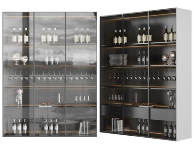 现代玻璃柜门的酒柜