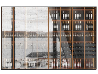 现代轻奢玻璃柜门酒柜