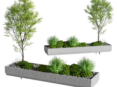 现代花坛树木景观园艺小品3d模型 现代花坛树木景观园艺小品