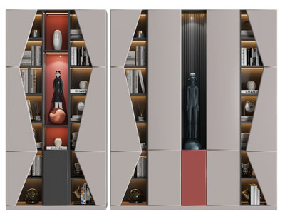 现代创意书柜、装饰柜