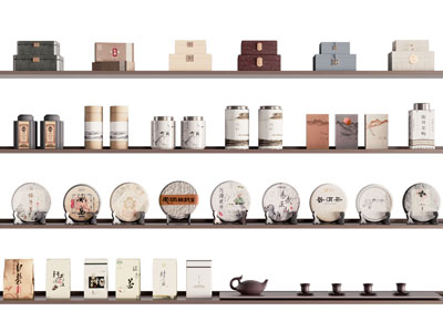 新中式茶罐 茶饼 茶具杯子摆件组合