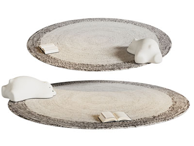 侘寂风编织地毯、懒人沙发3d模型 侘寂风编织地毯、懒人沙发