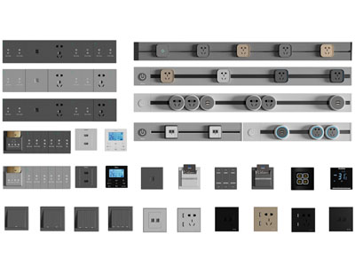 现代轨道插座、温度计、开关面板