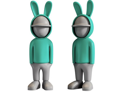 现代兔子雕塑雕刻摆件组合