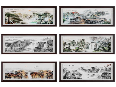 新中式山水横幅装饰挂画3d模型 新中式山水横幅装饰挂画