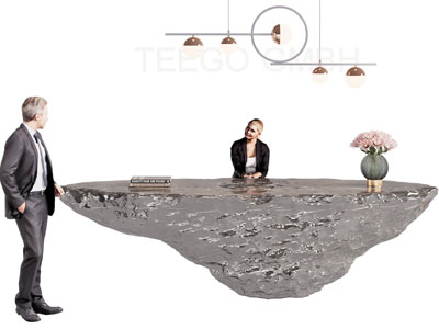 现代石头造的前台接待台