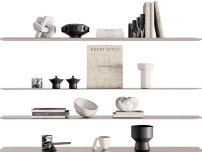 现代书籍、装饰品摆件组合