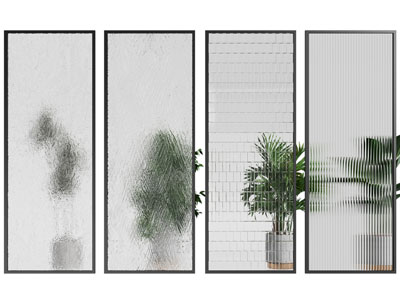 现代花纹玻璃隔断3d模型 现代花纹玻璃隔断