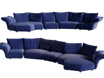 现代弧形多人沙发