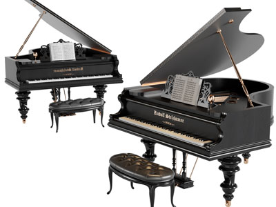 欧式黑色三角钢琴、琴凳3d模型 欧式黑色三角钢琴、琴凳