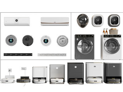 现代滚筒、迷你洗衣机、空调、扫地机家用电器3d模型 现代滚筒、迷你洗衣机、空调、扫地机家用电器