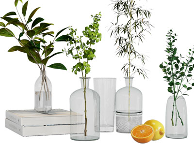 现代玻璃花瓶花卉摆件组合