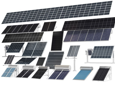 现代太阳能热水器、发电板、光伏板3d模型 现代太阳能热水器、发电板、光伏板