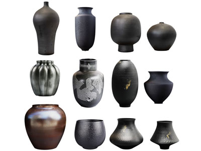 新中式土陶器皿、摆件组合