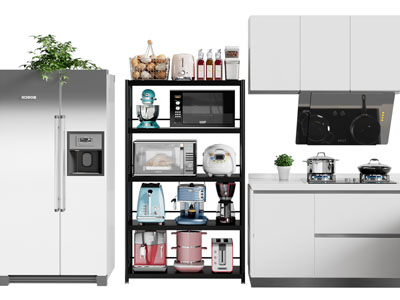 现代电冰箱、烤箱、燃气灶厨房电器3d模型 现代电冰箱、烤箱、燃气灶厨房电器