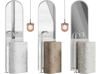 现代立式洗手台、柱式台盆