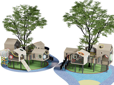 现代儿童木屋游乐设备3d模型 现代儿童木屋游乐设备