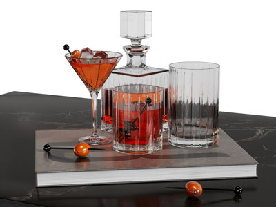 现代酒瓶酒杯 杯子3d模型 现代酒瓶酒杯 杯子
