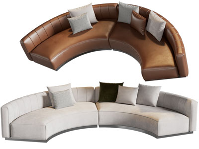 现代弧形多人沙发