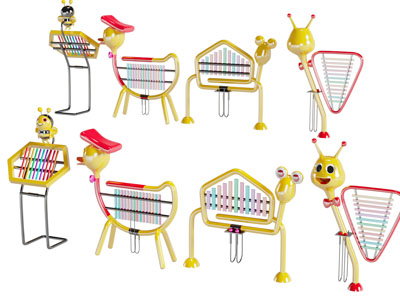 现代卡通动物游乐设备、无动力户外打击乐器3d模型 现代卡通动物游乐设备、无动力户外打击乐器