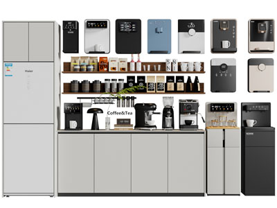 现代咖啡机、饮水机、直饮机、茶吧台厨房电器3d模型 现代咖啡机、饮水机、直饮机、茶吧台厨房电器
