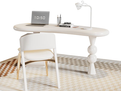 现代奶油风书桌椅组合