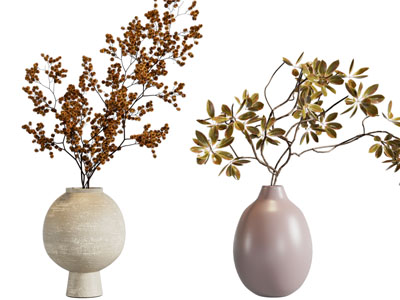 现代陶艺花瓶花卉