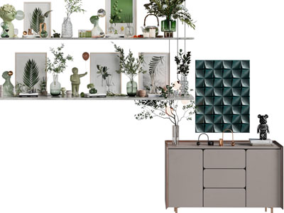 现代玄关柜、边柜、墙面装饰架