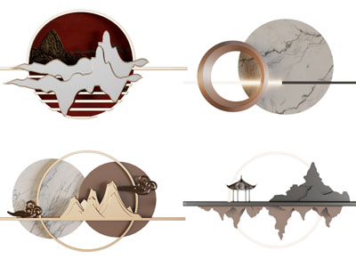 新中式墙饰壁灯3d模型 新中式墙饰壁灯