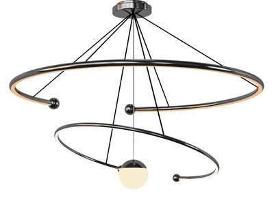 现代圆形钢管吊灯