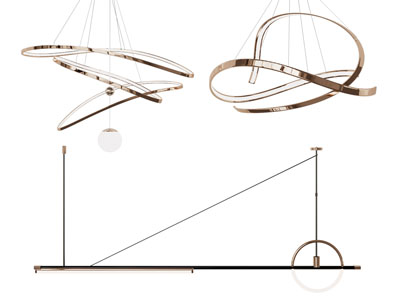 现代金属带不规则圆形吊灯