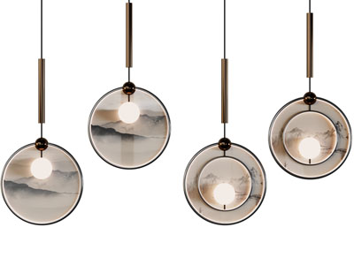 新中式装饰山脉图案的吊灯