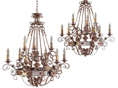 欧式铁艺雕花烛台吊灯3d模型 欧式铁艺雕花烛台吊灯