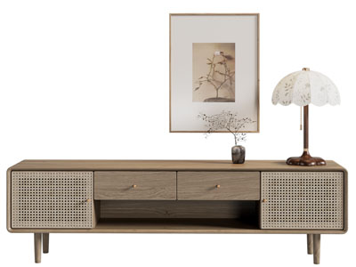 日式实木电视柜 台灯