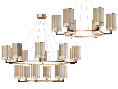 现代圆柱形灯罩多头吊灯