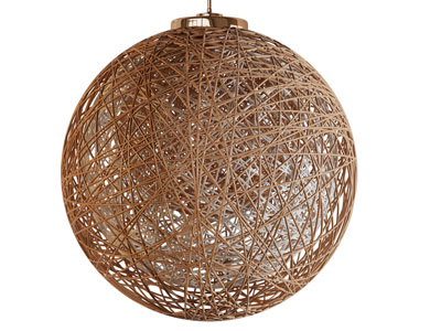 现代藤编网状球形吊灯