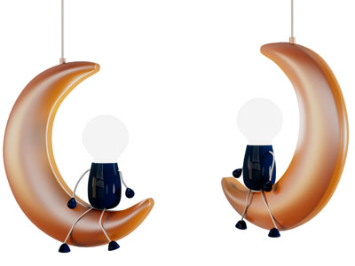 现代卡通月亮吊灯3d模型 现代卡通月亮吊灯