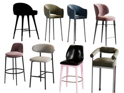 现代布艺吧椅