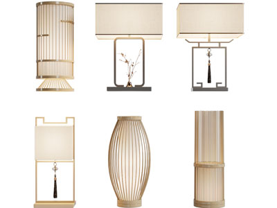 新中式台灯3d模型 新中式台灯