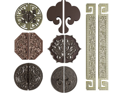 新中式金属拉手3d模型 新中式金属拉手